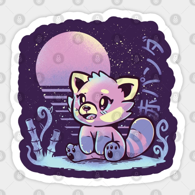 RetroWave Red Panda Sticker by TechraNova